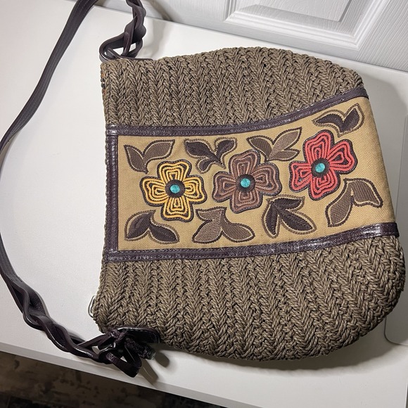 Brighton Tiki Garden multicolor embroidered floral large straw tote bag - Picture 2 of 10